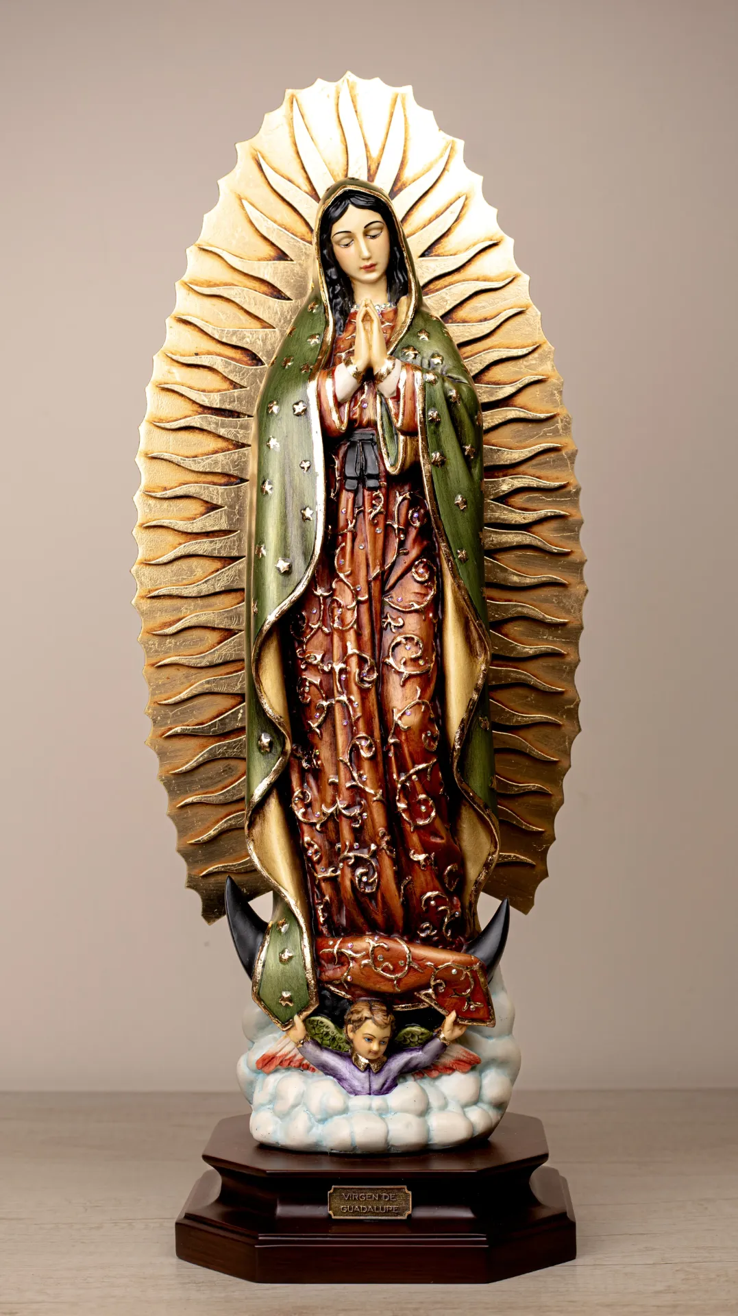 [3B4A1171] Figura de Resina Virgen de Guadalupe Resplandor Dorado 3B4A1171