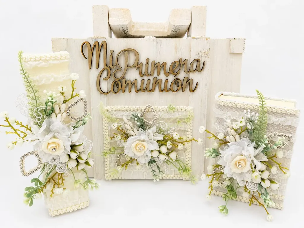 Set Premium de Primera Comunión con Maleta de Madera Decorada 3B4A11244