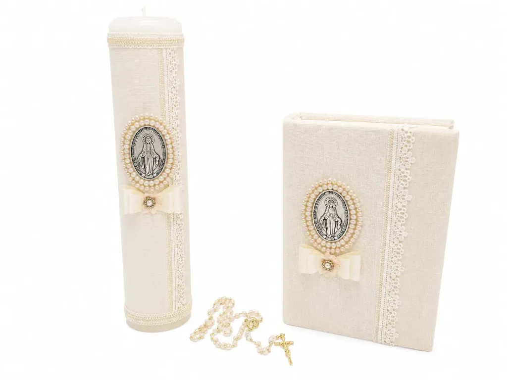Set Elegance de Primera Comunión con Biblia, Vela y Rosario 3B4A11247