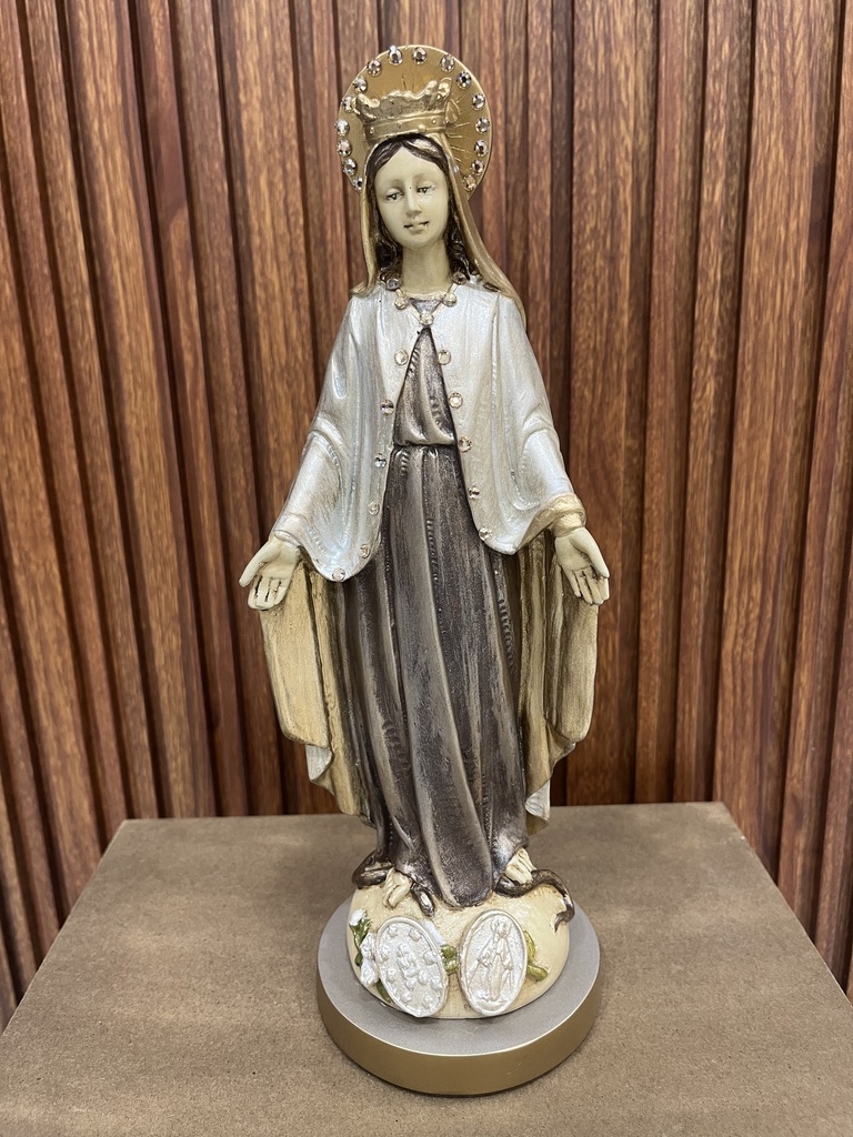 [0011269] FIGURA DE RESINA VIRGEN DE LA MEDALLA MILAGROSA OCRE