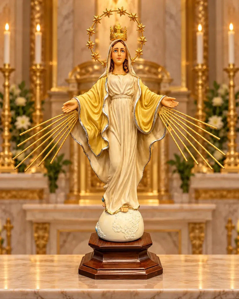 FIGURA DE RESINA VIRGEN MILAGROSA CHICA