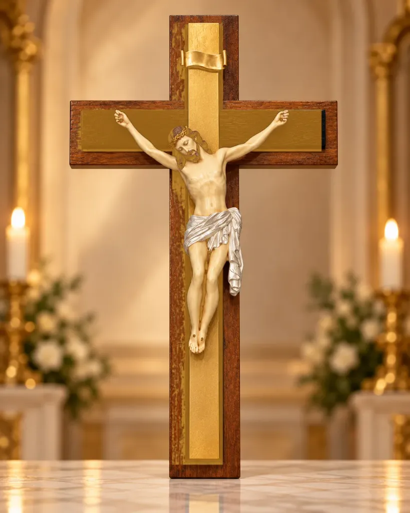 Figura de resina Cristo doble