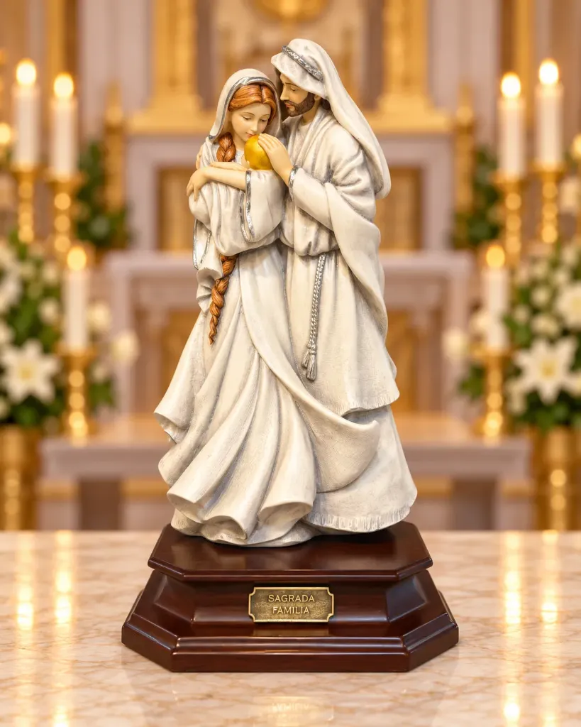 Figura de Resina Sagrada Familia Amor Eterno Blanca 3B4A1155
