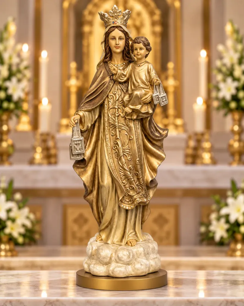 Figura de Resina Virgen del Carmen Protectora Blanca 3B4A1157