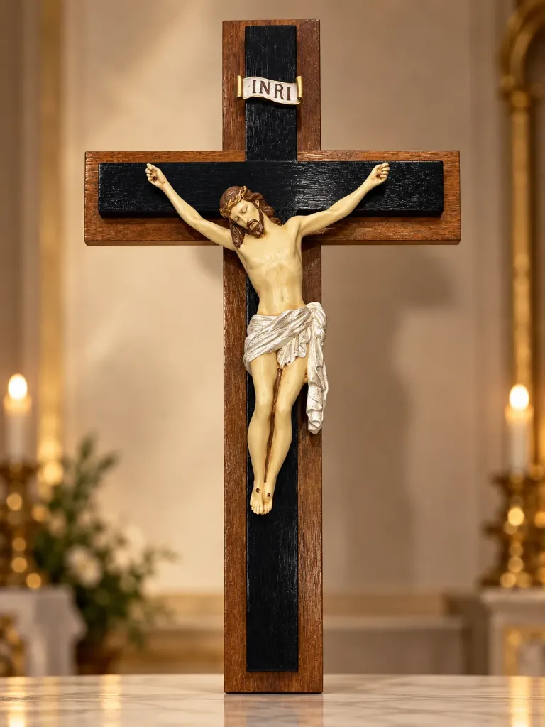 Figura de resina Cristo doble negro
